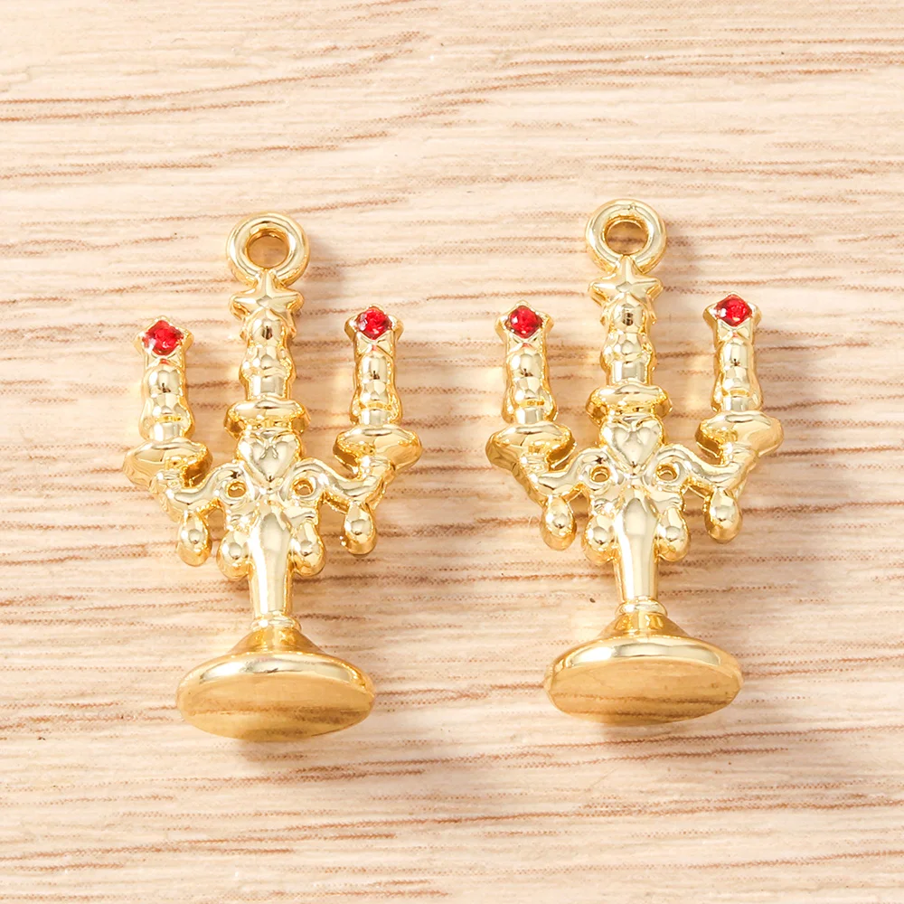 Tusember 5 Stück 13x23mm Legierungs-Kerzenständer-Anhänger Menora-Anhänger für Schmuckherstellung Halsketten Ohrringe DIY Handgemachte Bastelarbeiten – Detail 5