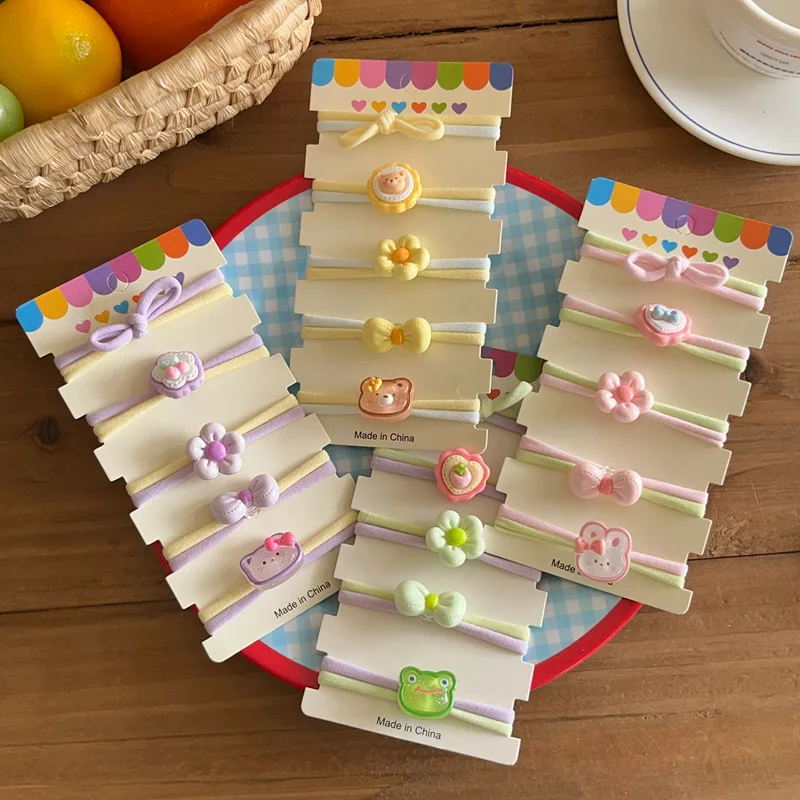 5pcs/set Korean Style New Cartoon Hair Ties for Kids Scrunchies Fashion Cute Hair Rope Rubber Band Hair Accessories