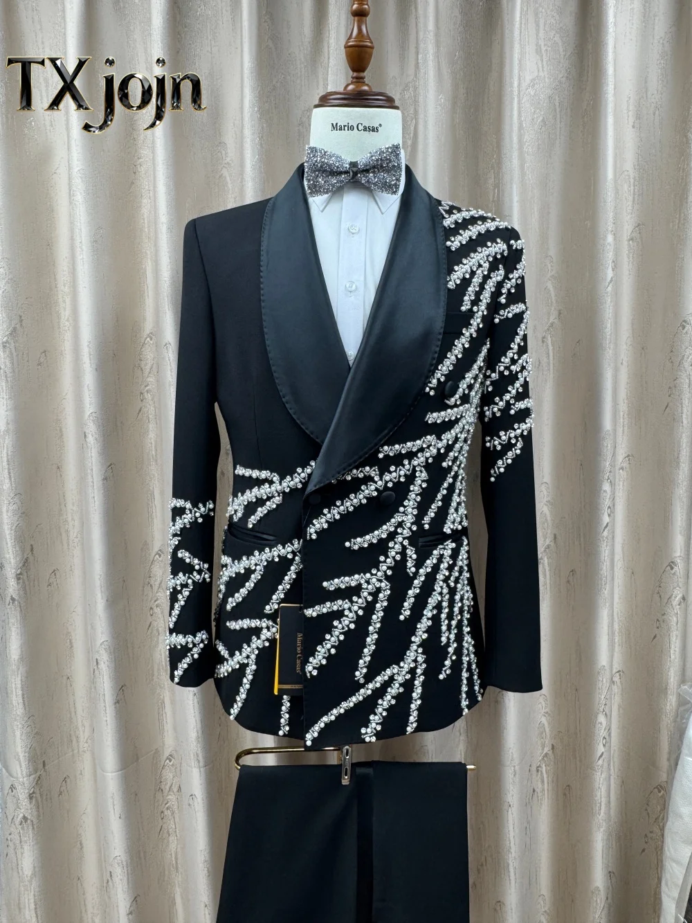 Fashion Beaded Double-Breasted Men's 2PCS 2026 Opulent Jacket Suit Formal Party Prom Wedding Set for Wedding Groom Customized