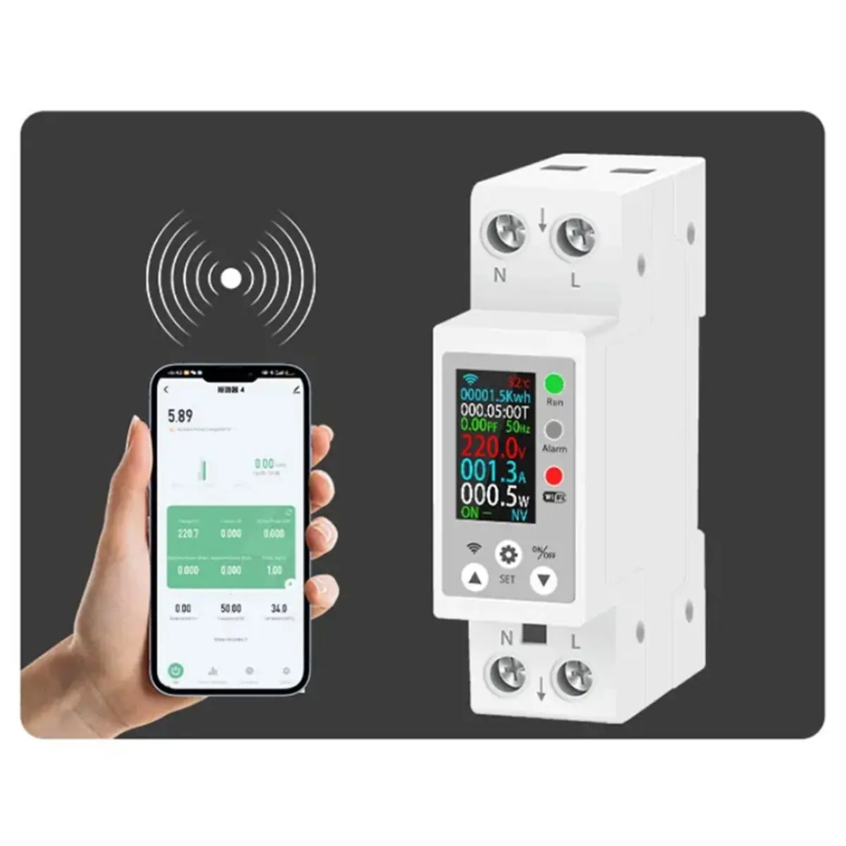 DT81 Tuya WiFi Smart Circuit Breaker 63A LCD Energy Meter KWH Remote Control Monitor Overload Protection Auto-Reclosing
