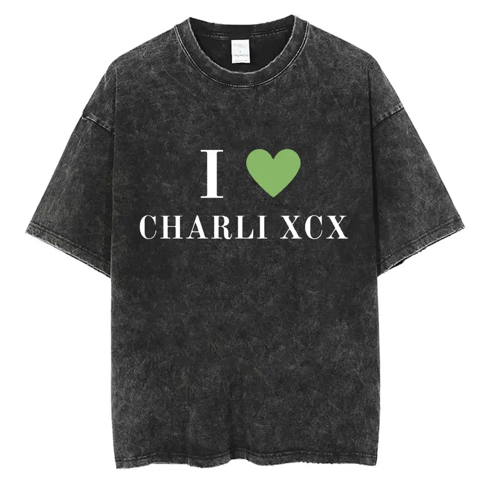 I'm So Julia Logo Washed Vintage T Shirt Charli XCX Brat Album Tshirt Men Hip Hop Oversized T Shirt Male Casual Cotton T-shirts