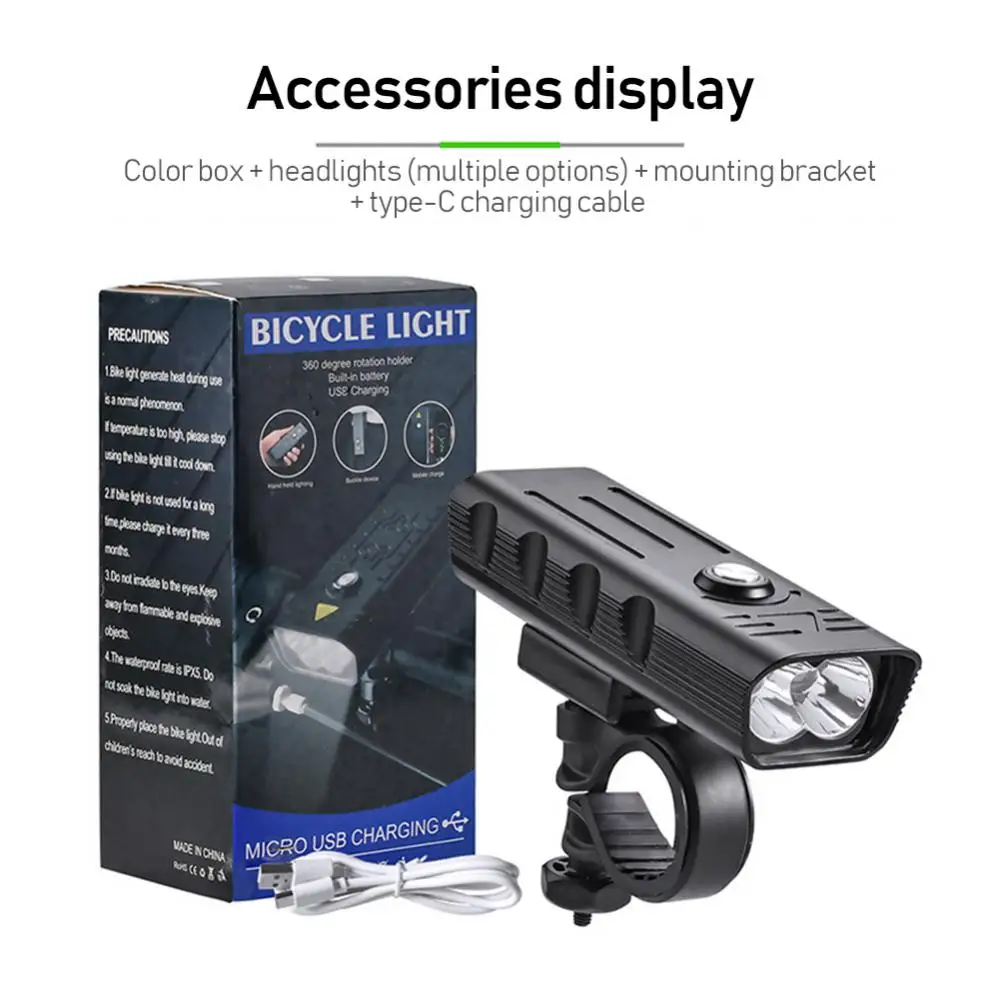 10000mAh Bike Light USB Rechargeable 3000 Lumen Headlight 5T6 LED Flashlight Cycling Front Lights Back Rear light Sets