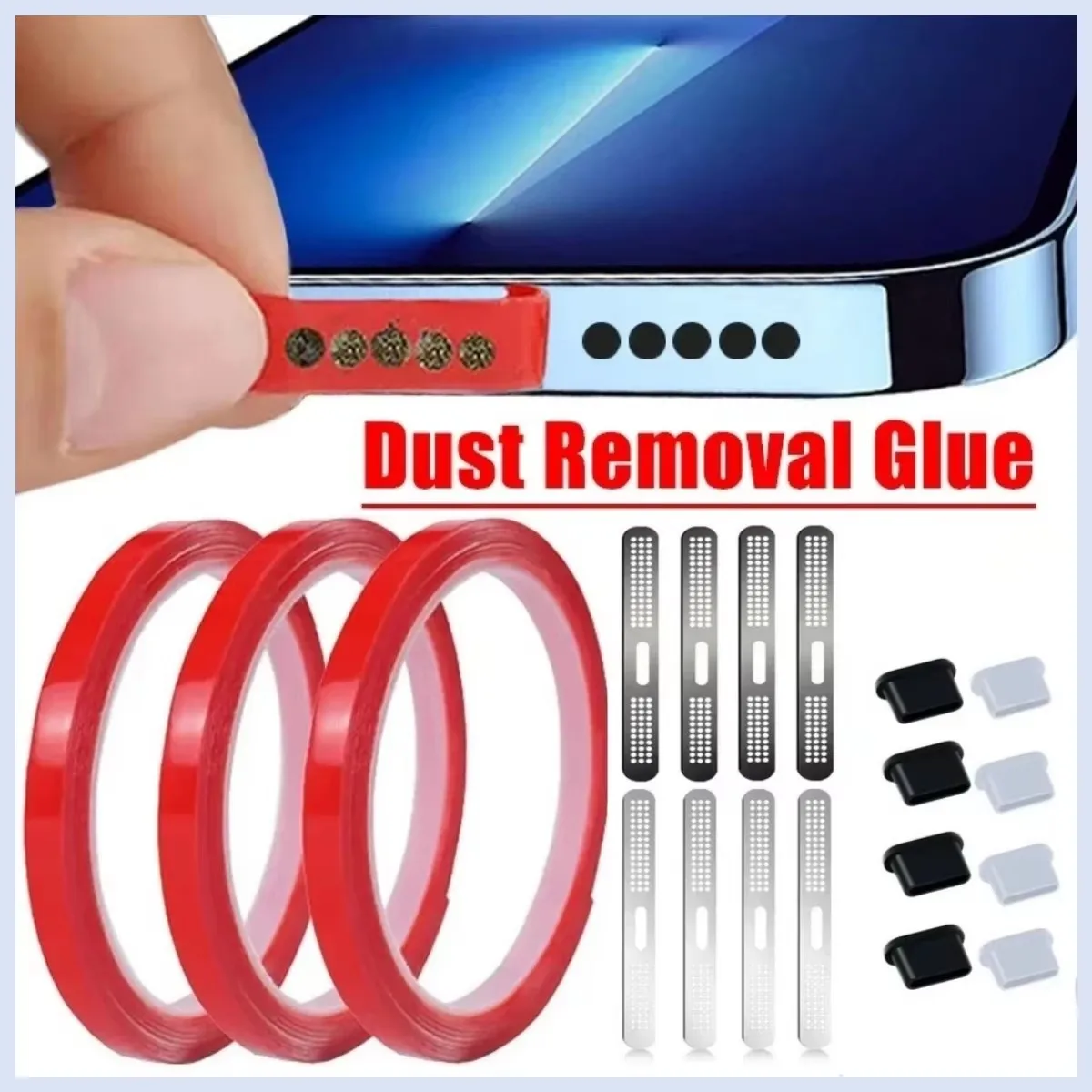 Universal Phone Speaker Dust Removal Glue Speaker Grid Cover Dust Sticker Cleaning Glue Cleaning Kit Belt for iPhone 14 Xiaomi