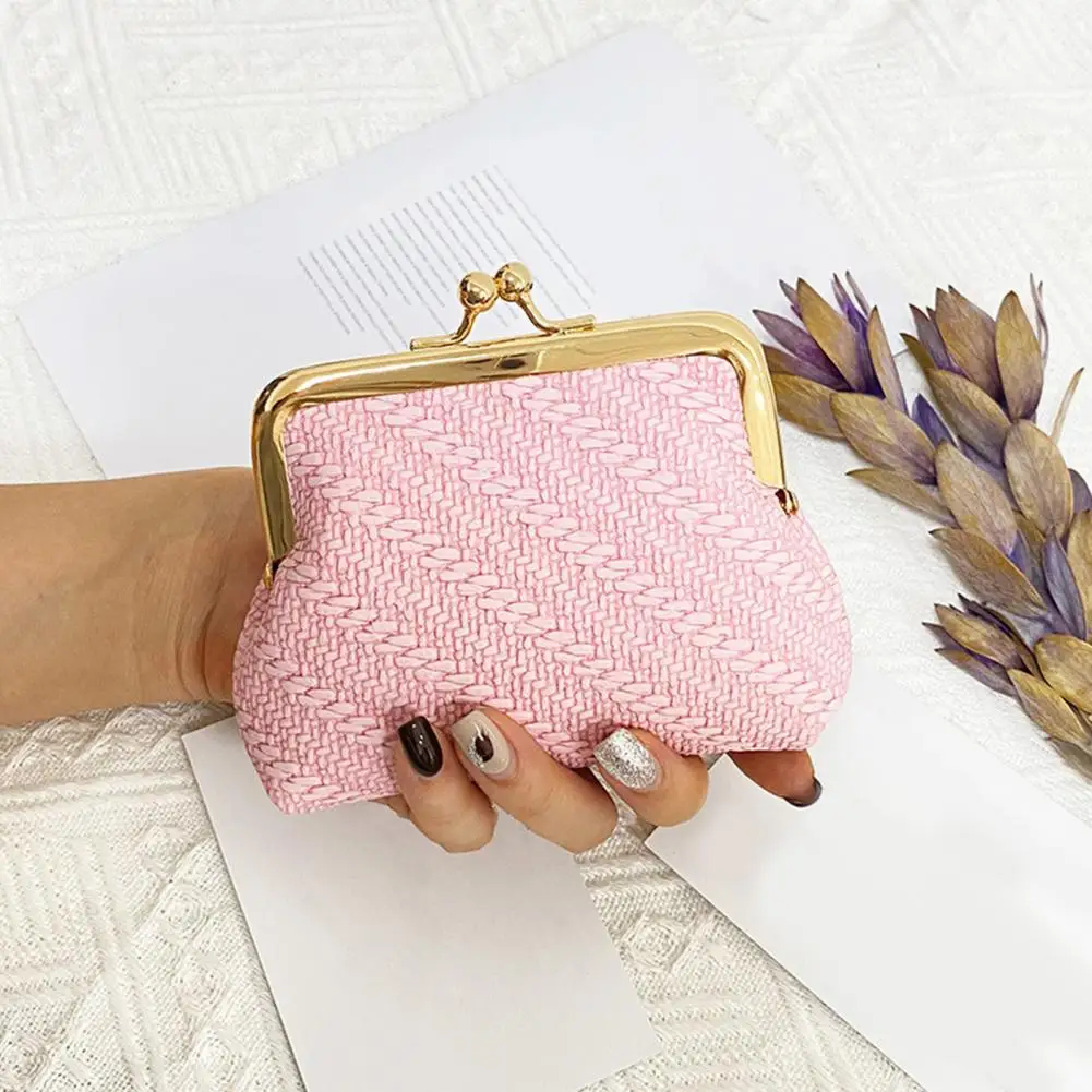 

Coin Purse Faux Leather Kiss Lock Change Pouch Small Wallet Keys Earphones Lipstick Cosmetic Storage Bag Portable Pocket Bag