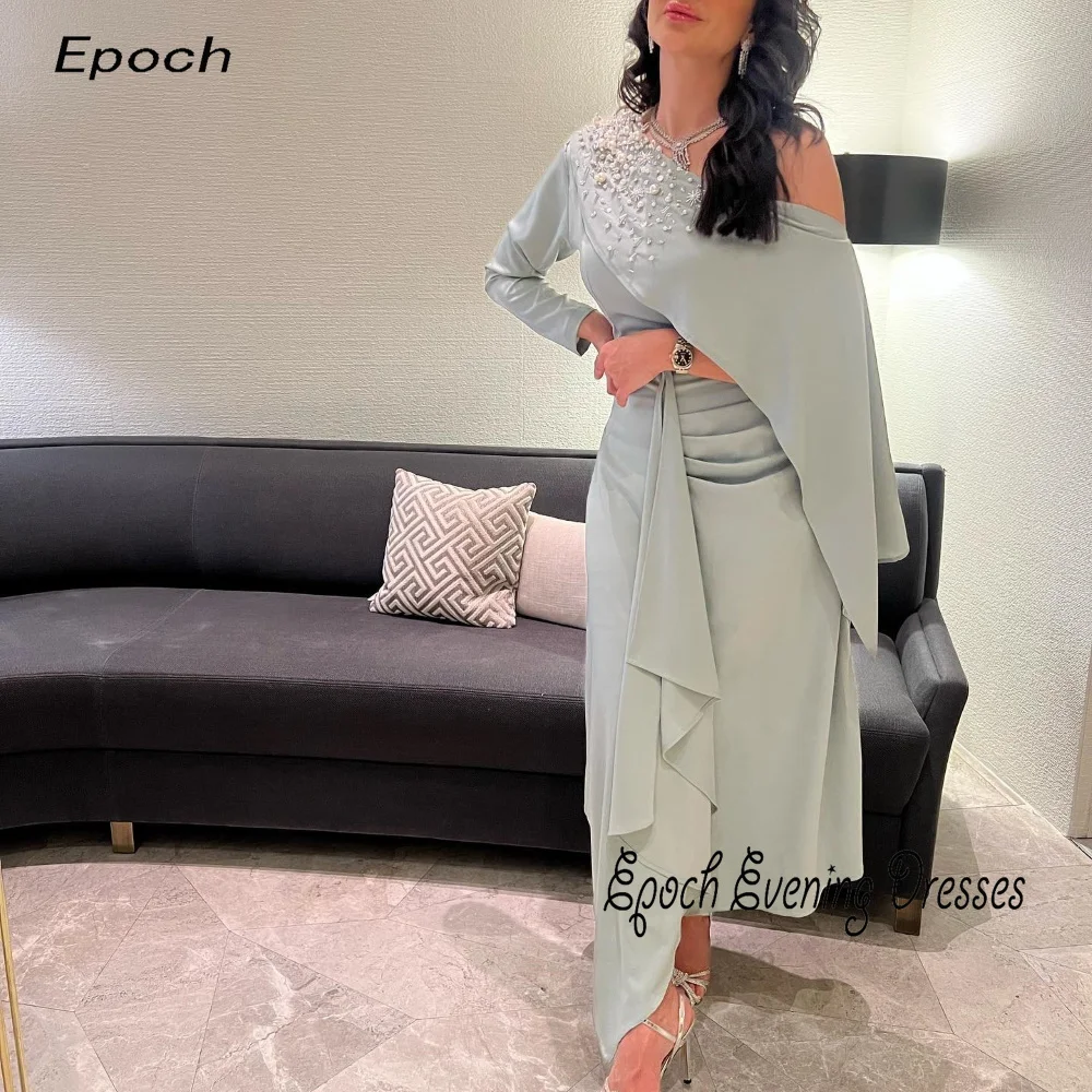 Epoch Formal Occasion Evening Dress فساتين مناسبة رسمية One-Shoulder Straight Elegant Pearls Cocktail Prom Gown For Sexy Women