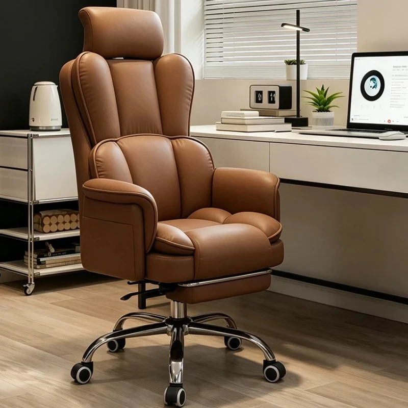 Living Room Elegant Office Chair Nordic High Back Computer Office Chair Designer Minimalist Leather Cadeira Gamer Furniture