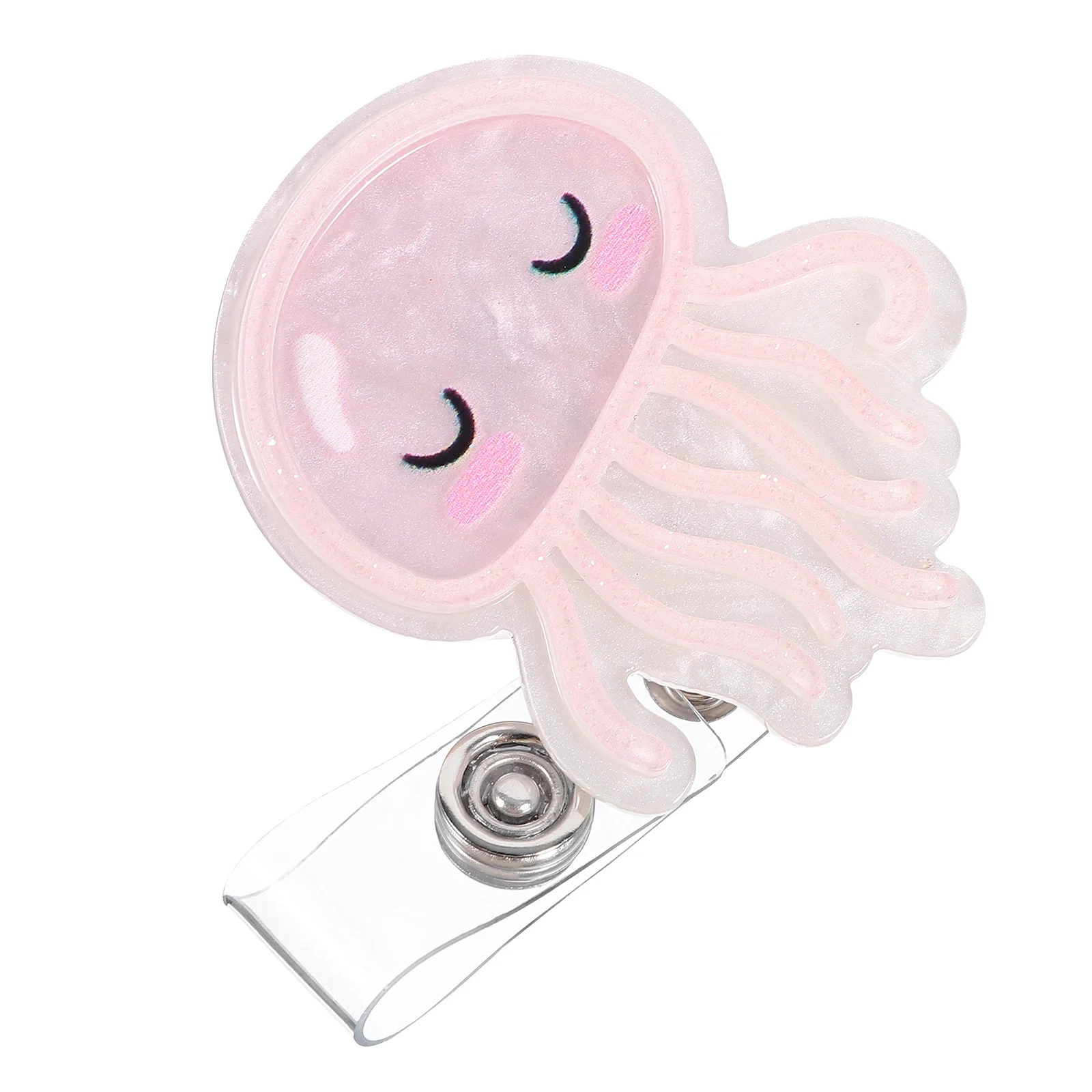 Jellyfish ID Holder Nurse Badge Reel Clips Retractable Cute Telescopic Name Tag Portable Acrylic Buckle Multi-function