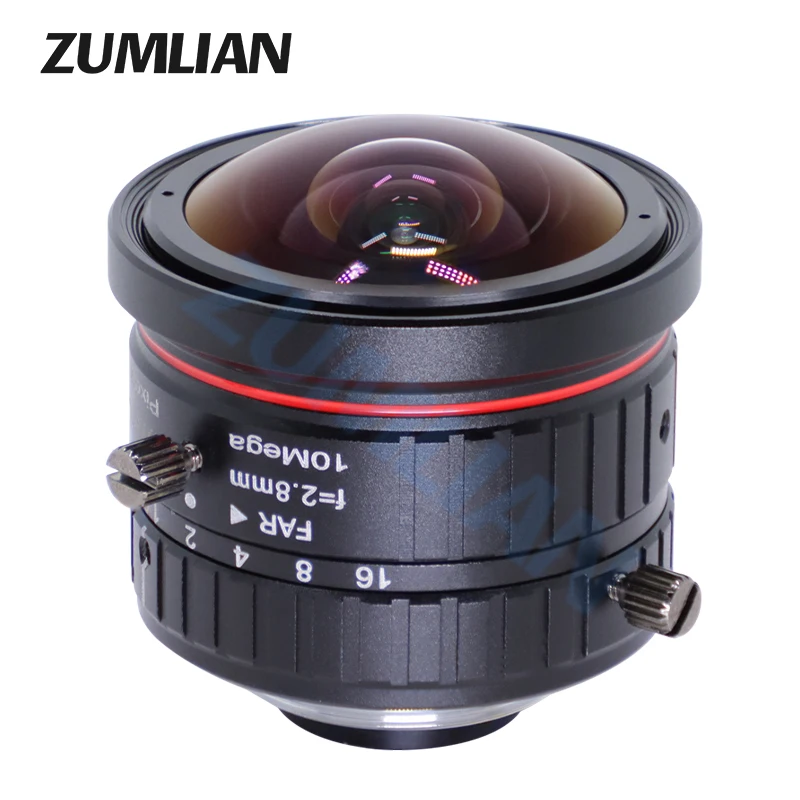 ZUMLIAN 2.8mm Wide Angle Camera Lens 1/1.8 '' 10Megapixel F1.6 Aperture C Mount Lens High Resolution for Industrial Camera