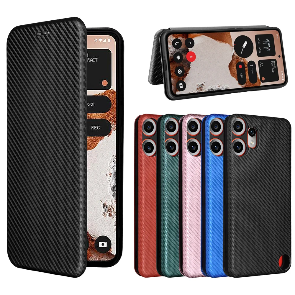 ل لا شيء CMF الهاتف 2 برو حافظة فاخرة الوجه ألياف الكربون الجلد الامتزاز المغناطيسي الحال بالنسبة لا شيء CMF الهاتف 2Pro أكياس الهاتف