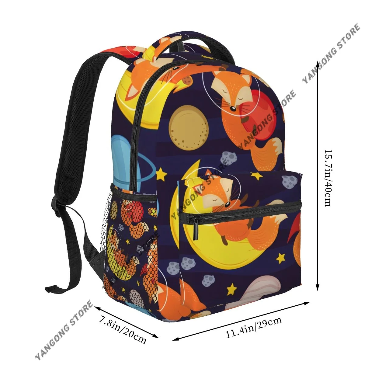 Fox In Space Illustration Backpack School Bags Casual for Teenager Girls Shoulder Bag Travel Bags
