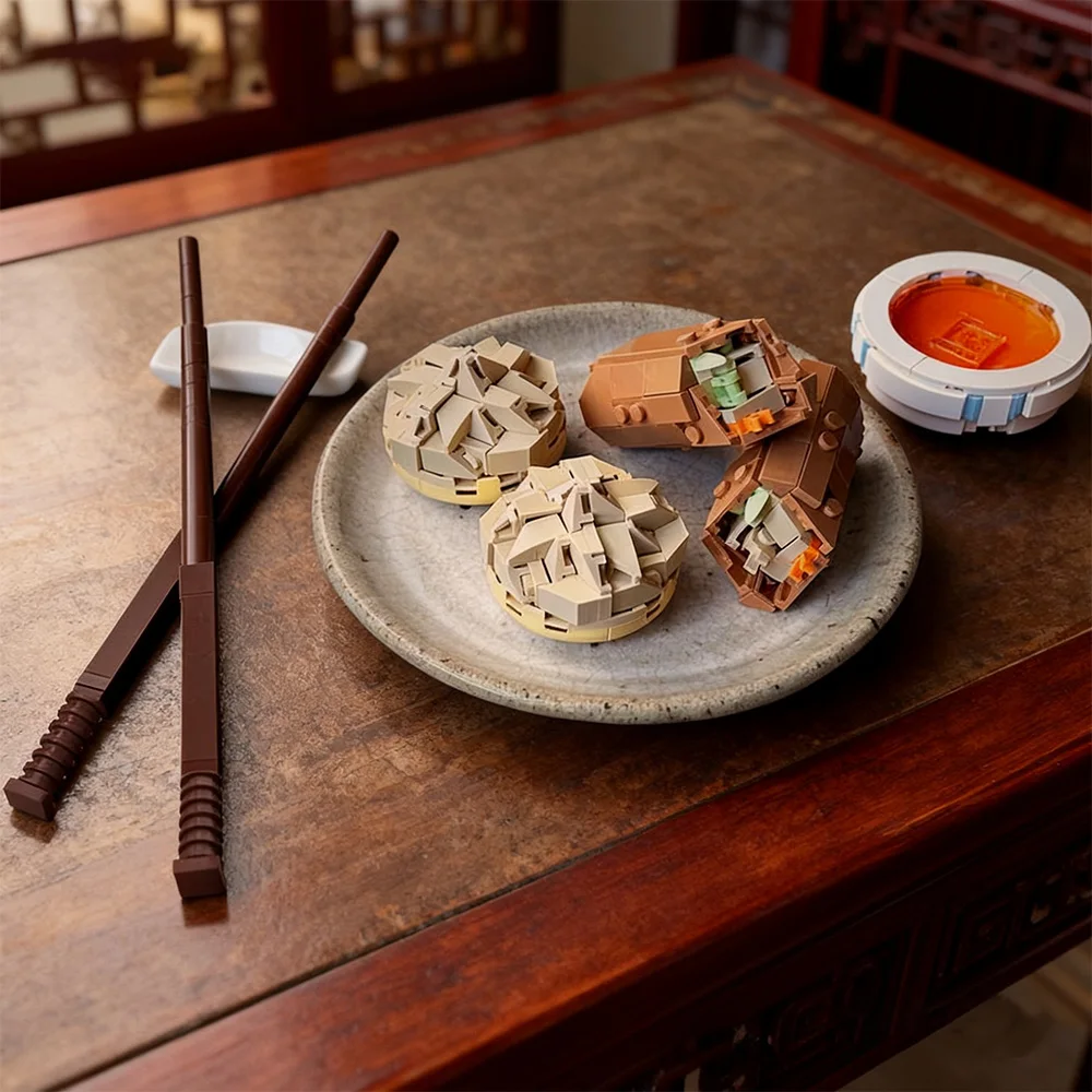 

MOC Dumpling & Egg Roll Bricks Model China Traditional Cuisine Dumpling Egg Roll Building Blocks Assembly Toys Kids DIY Gifts