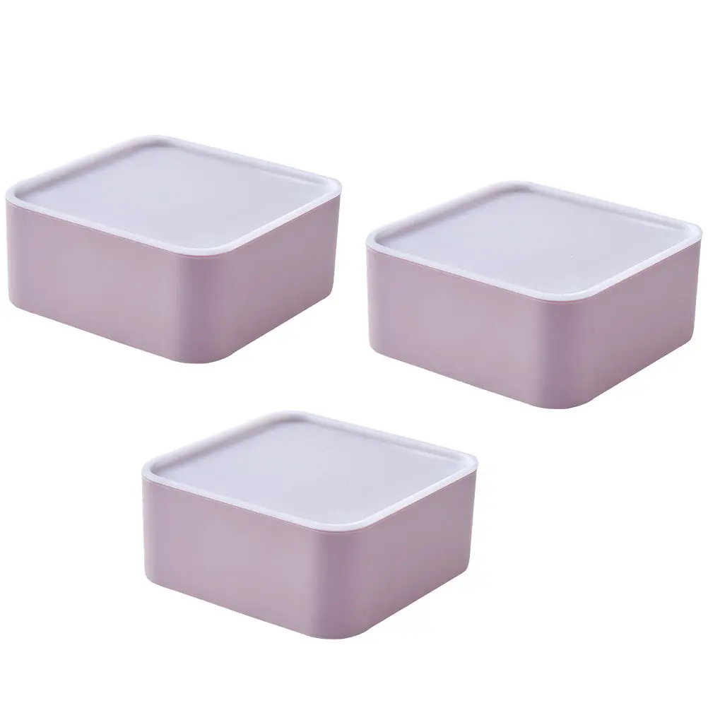 3 szt. Plastikowe pudełka do przechowywania, kompaktowe, lekkie, uniwersalne etui na biżuterię, akcesoria do makijażu, pudełko na biurko z pokrywką