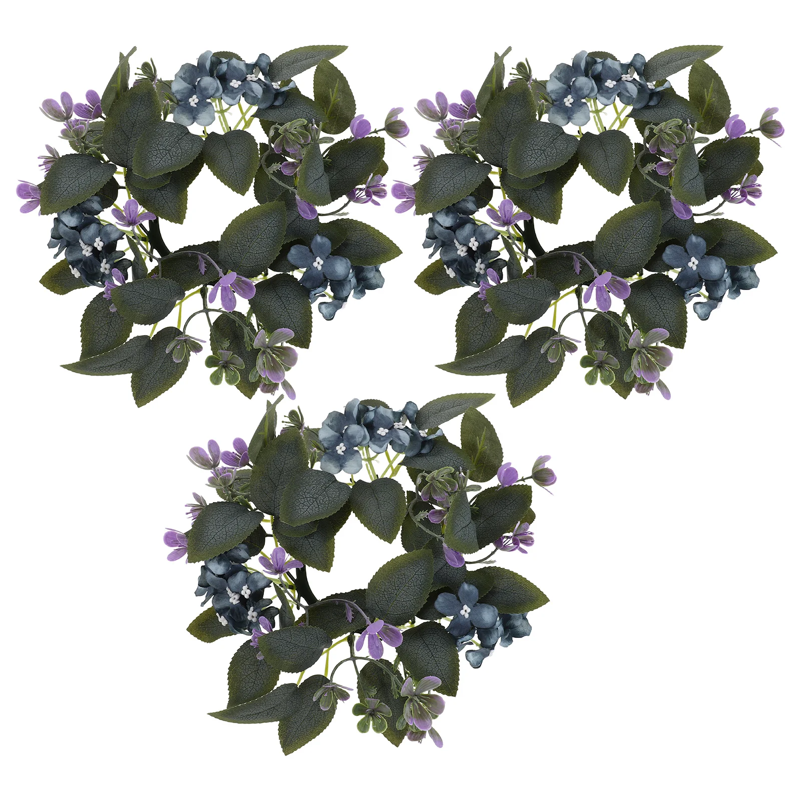 

3Pcs Wreath Purple Faux Hydrangeas Wedding Party Decor Farmhouse Table Centerpiece Artificial Flower Ring