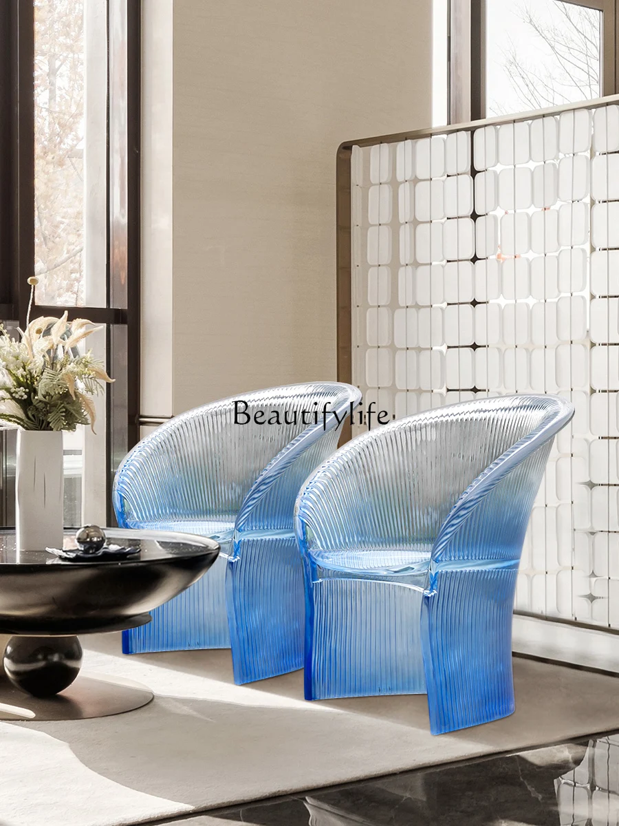 

Lobby Negotiation Leisure Chair Tea Room Stool Guest Restaurant Light Luxury Chair Transparent Resin Designer Model Chair