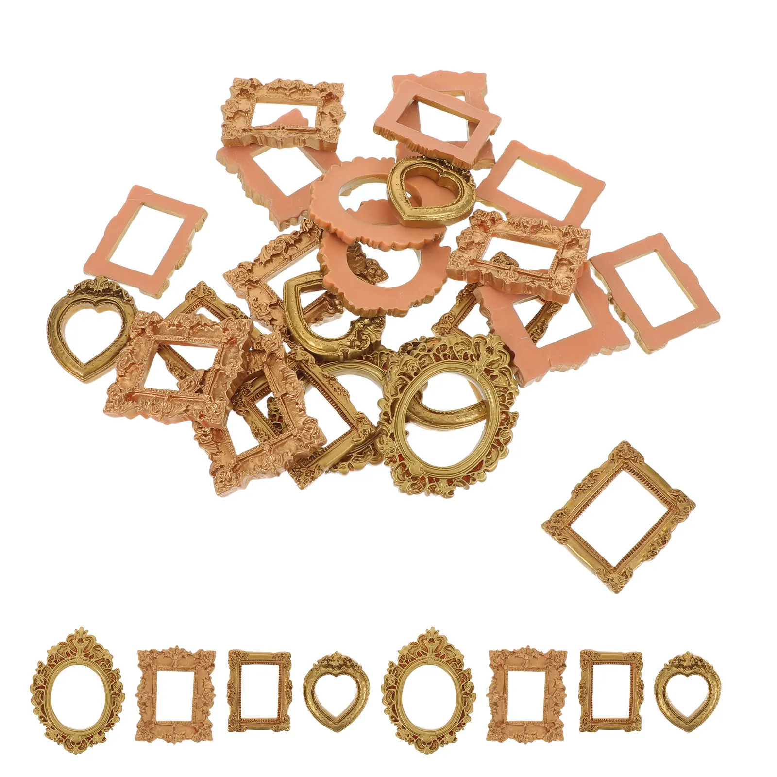 40 PCS Photo Frame Mini Vintage Picture Frames Baroque Resin DIY Small Gold