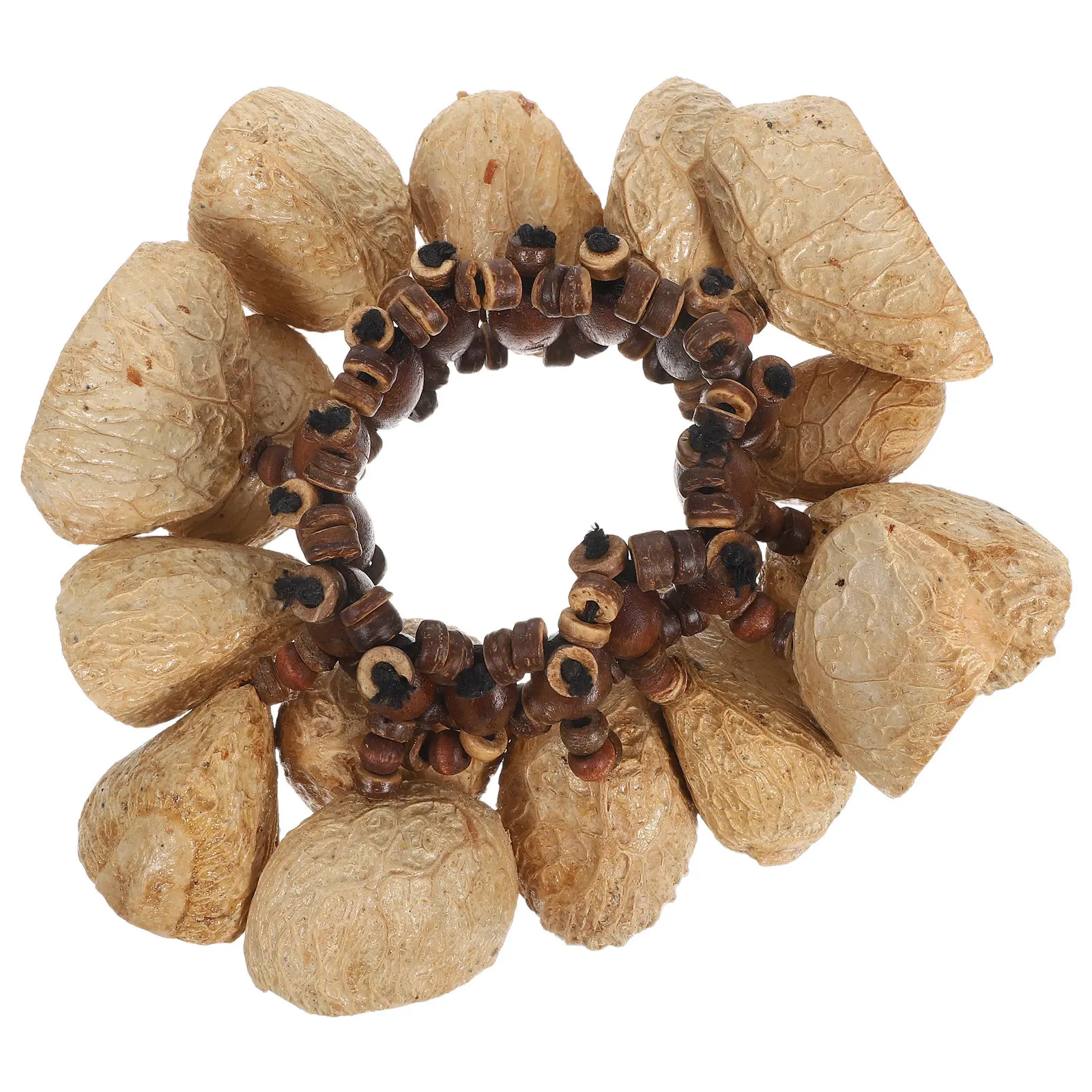 Nut Shell Rattle Bracelet African Style Percussion Wrist Shaker for Dance Yoga Music Party Crafts