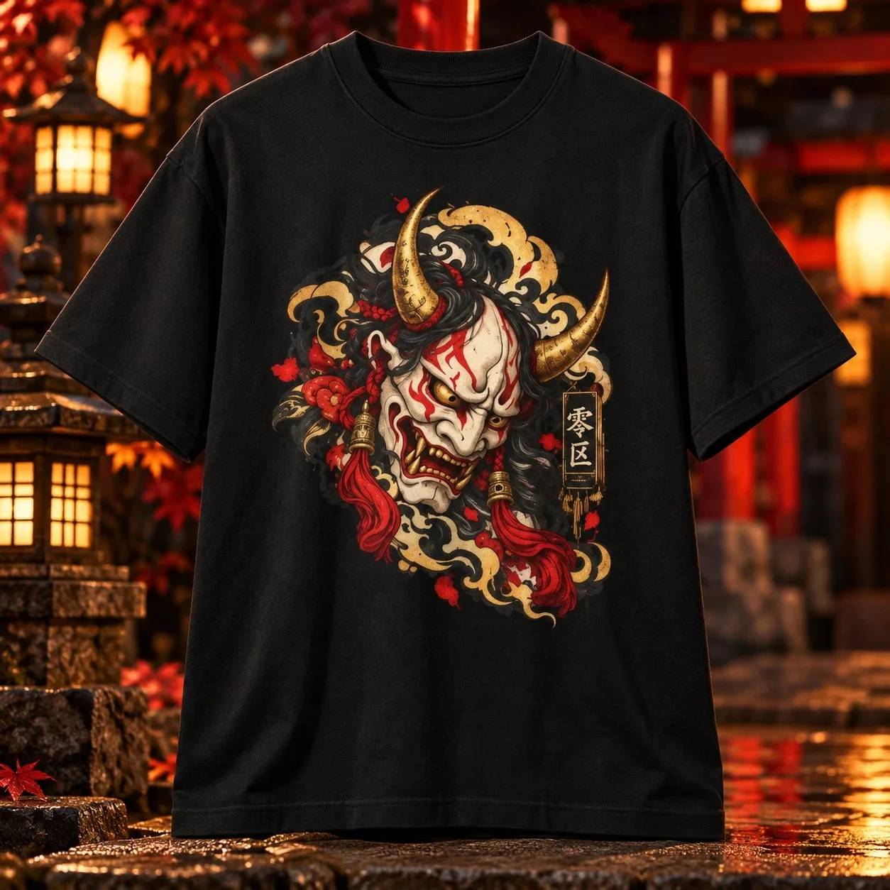 Hannya Mask Shirt - Japanese Tattoo Heavyweight Cotton Streetwear Graphic Tee