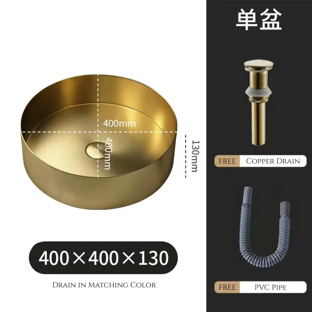 Gold Countertop Sink for Home Hotel Bathroom Restroom Washroom WC Kitchen Vanity