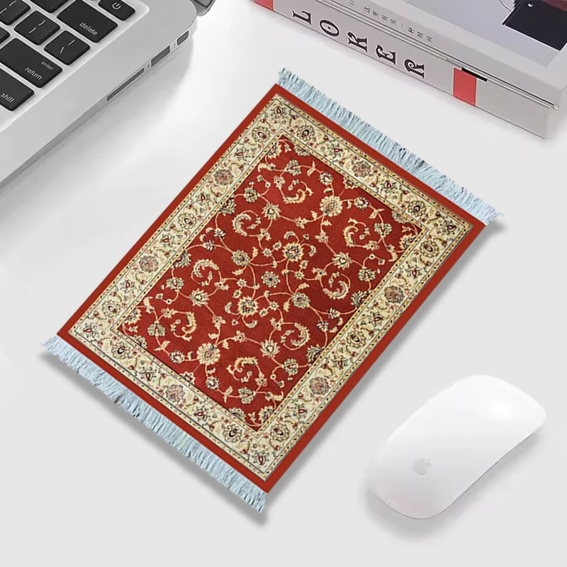 Woven flower Persian carpet mousepad small coaster wholesale mouse pad desk mat retro style rubber non-slip computer desk mats