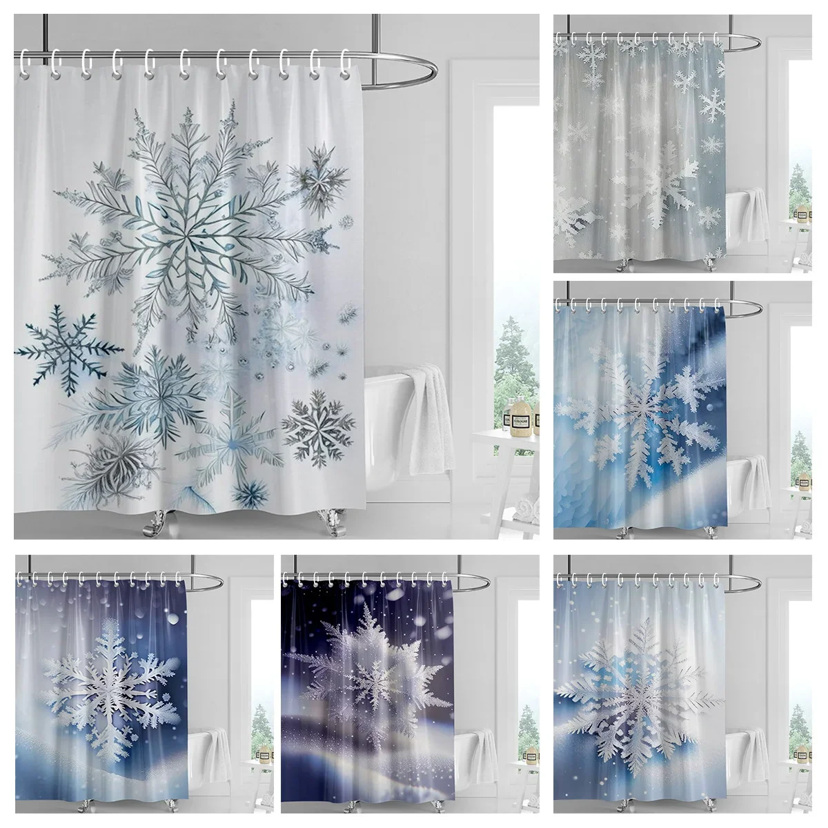 Home decoration shower curtains for bathroom waterproof curtain fabric Modern Nordic style Living Room Merry Christmas winter