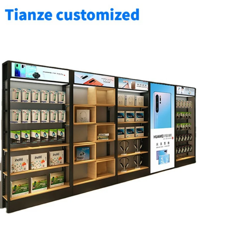 （customized）Favourite Type of Cell Phone Accessories Rack Shelf Phone with Metal Stand Shop Display