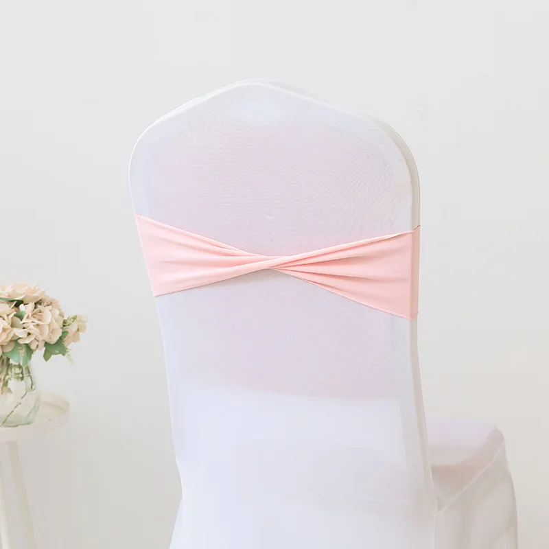 50PCS Polyester Lycra Spandex Chair Bands Hotel Wedding Banquet Chair Covers Decor Chair Ties Sashes Bows 35x13cm