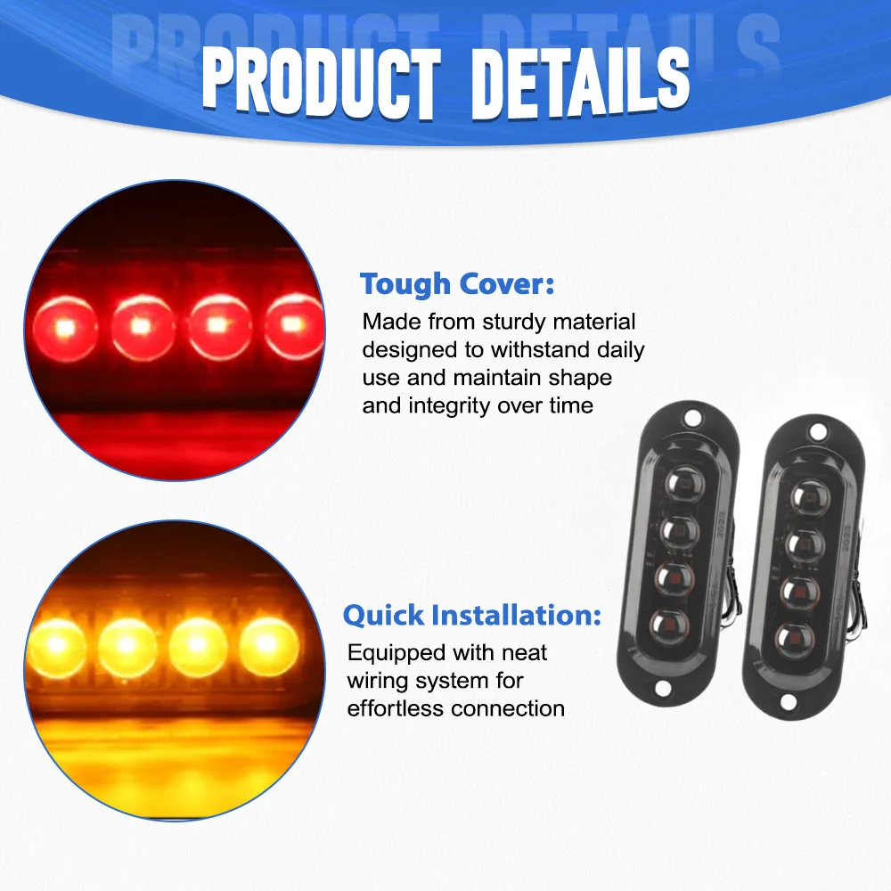 2/4LED Truck Side Marker Light Grill Turn Signal Position Light Clearance Trailer Light For Van Pickup Lorry Bus Boat RV 12V 24V