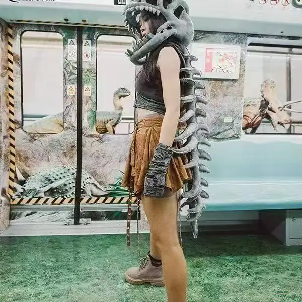 115cm cosplay wearable dinossauro esqueleto chapelaria engraçado festa decoração boneca macio pelúcia animal de pelúcia halloween jogo prop presente