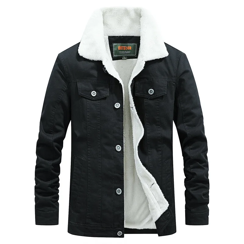 2023 New Autumn and Winter Men's Thickened Warm Cotton Coat Casual Loose Flip Collar Coat