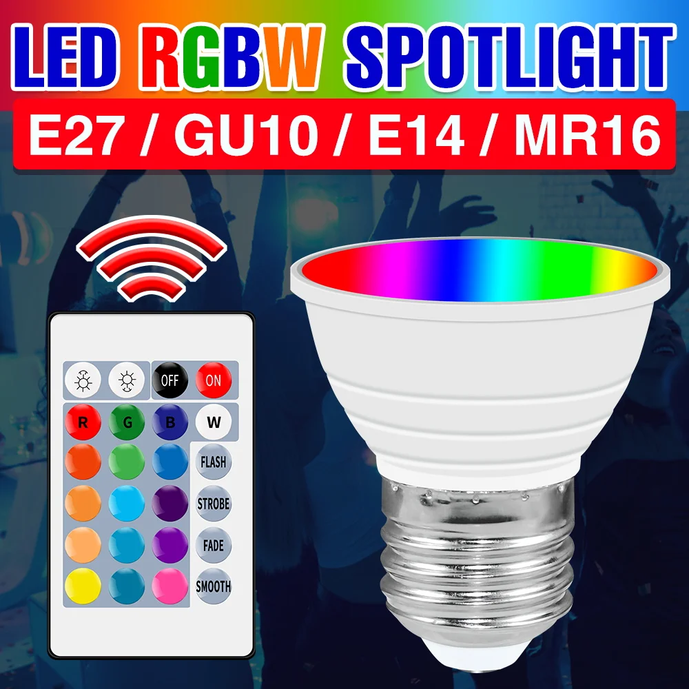 LED Smart Bulb MR16 RGB Spotlight E27 Light Bulbs GU10 Mood Lamp For Home Decoration With Remote Control Indoor Lighting Lamps