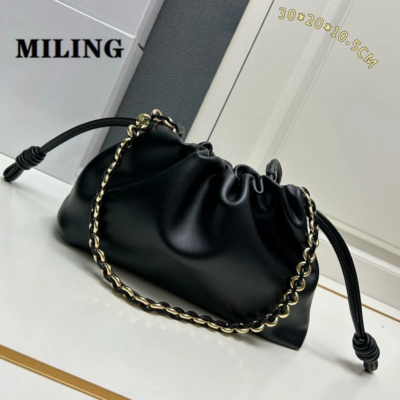 Donut Chain Design Underarm Bag For Women Nature Leather Shoulder Bags Ladies Squeeze Bag 2024 Autumn New Female Folds Cloud Bag