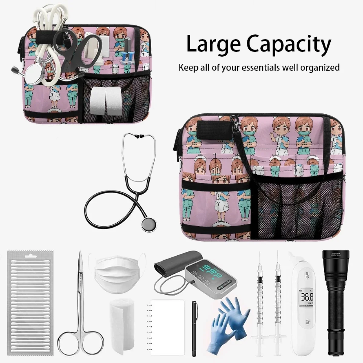 Medical Nurse Doctor Printing Adjustable Waist Bag Print On Demand Belt Bags Organizer Portable Fanny Pack Nursing Accessories