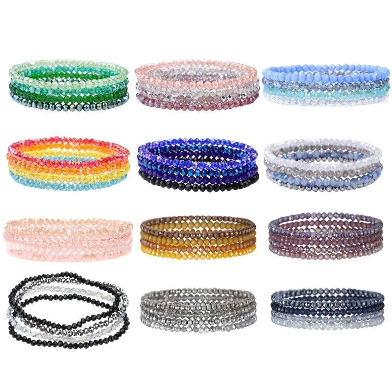 Vibranting Layered Bead Bracelet Elastic Fashion Jewelry for Trendy Women