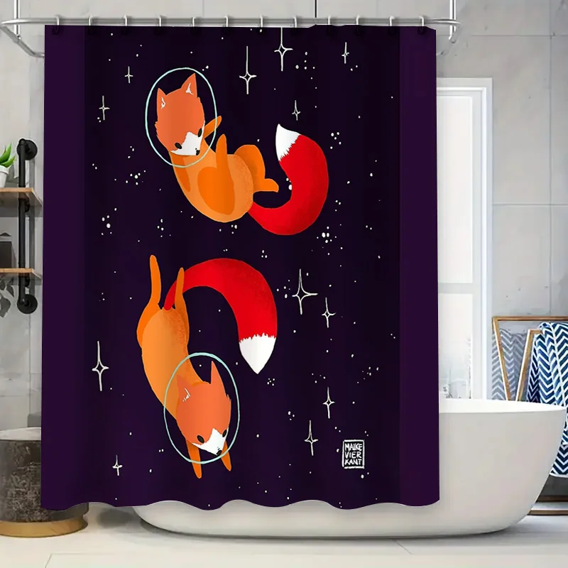 

Space Fox Shower Curtain Galaxy Fox Bathroom Decor Cute Animal Shower Curtain Set Modern Home Decor Artistic Gift