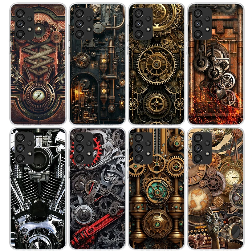 Steampunk Gear Mechanical Phone Case for Samsung Galaxy A15 A25 A35 A55 A14 A24 A34 A54 A13 A23 A33 A53 A12 A22 A32 A52 A05S A04