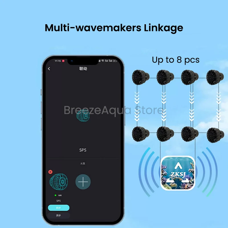 ZKSJ 4th Generation Smart Slim WiFi App Remote Control Saltwater Aquarium Wavemaker for Fish Tank