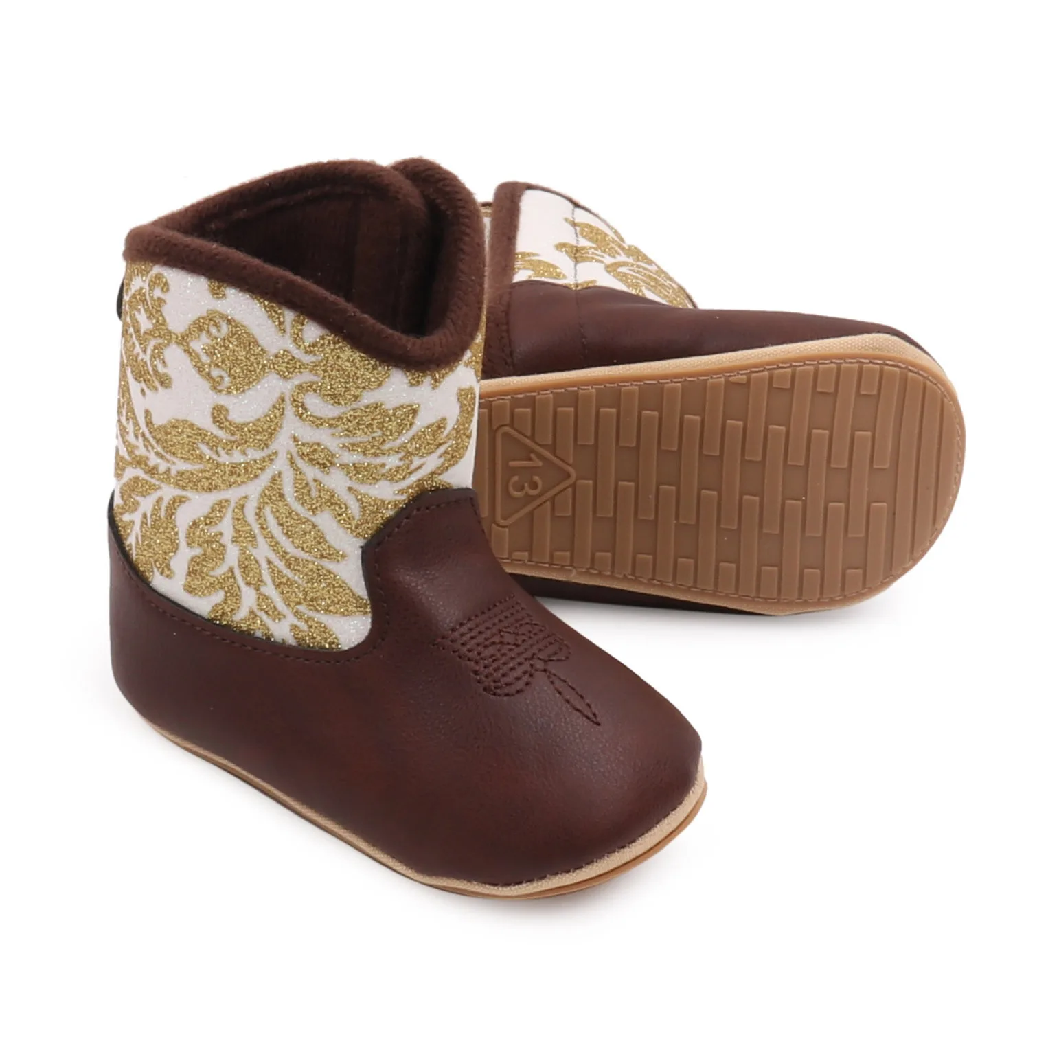 Dziewczynek Buty zimowe Miękkie dno Antypoślizgowe buty do nauki chodzenia Western Cowboy Skórzane buty dziecięce