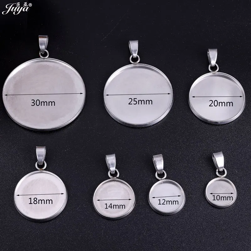 

10pcs/lot 10mm-30mm Blank Cabochon Bases Stainless Steel Pendant Settings Tray For DIY Jewelry Making Findings Accessories