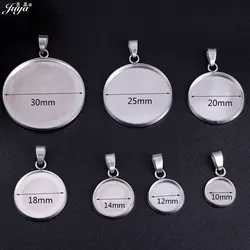 10pcs/lot 10mm-30mm Blank Cabochon Bases Stainless Steel Pendant Settings Tray For DIY Jewelry Making Findings Accessories