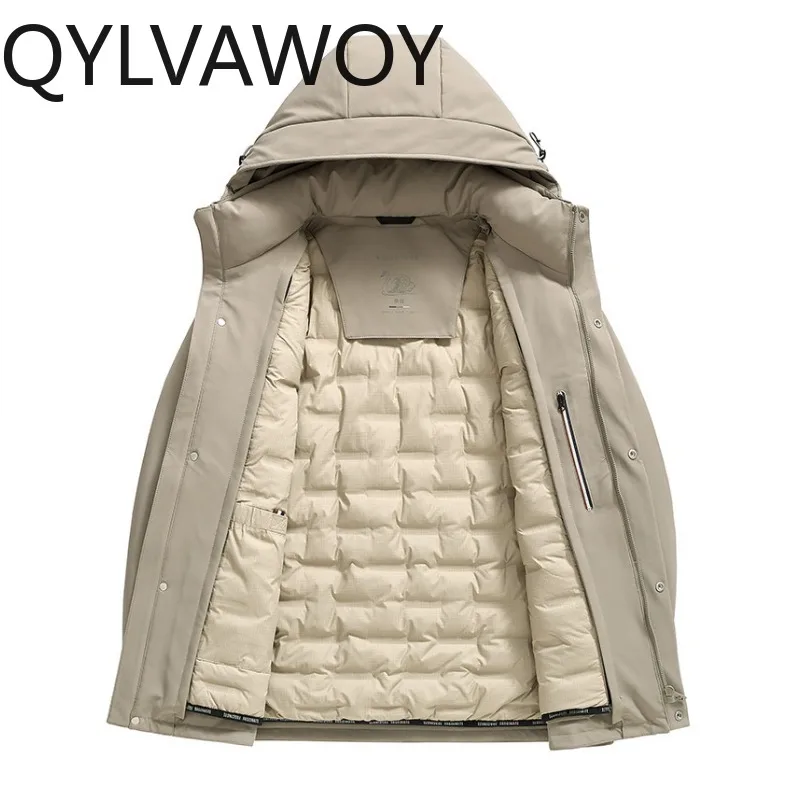 QYLVAWOY Goose Down Mens Winter Jackets 2026 New Thicken Puffer Jacket Man Warm Coat Detachable Inner Lining Doudoune Hommes