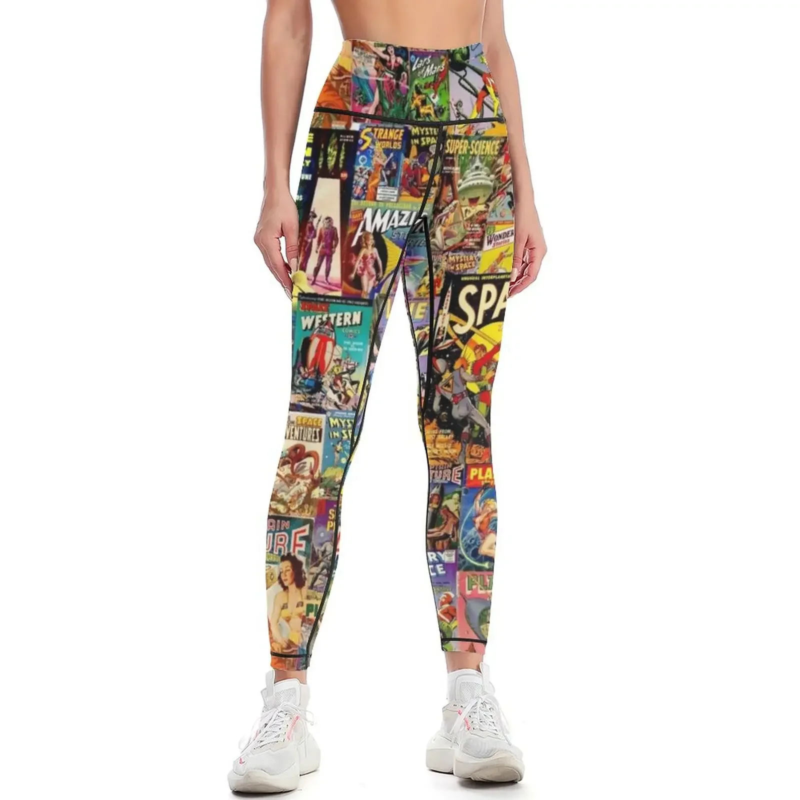

Sci-Fi Comic Collage Leggings sporty woman push up sports shirts gym sports tennis for Golf wear Womens Leggings