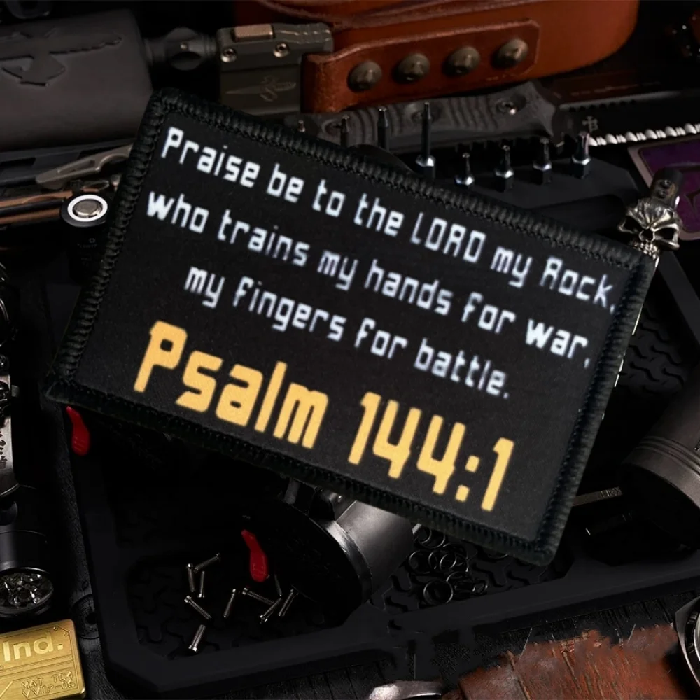 

Psalm 144:1 Bible Printed Tactical Patch Funny Hook&Loop Armband Military Morale Badge Clothing Backpack Stickers