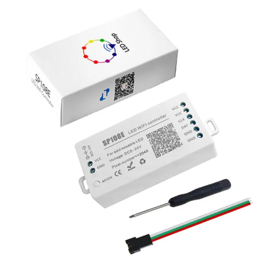 SP108E adresowalny sterownik ściemniacza LED Wifi DC 5-24V 2048 pikseli dla SK6812 WS2812 programowanie kolorów RGB LED magiczny kolorowy pasek