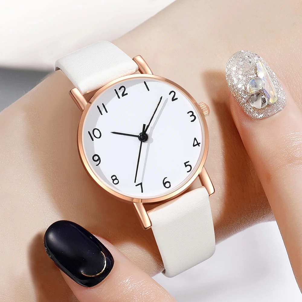 1Pcs Of Minimalist Arabic Numeral Dial Watches With Sweet Couple Casual Quartz Watches Is The Perfect Gift For Her (No Box)