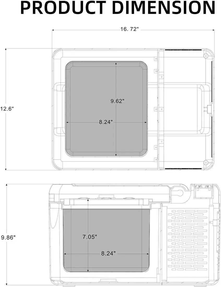 Mini congelador portátil, refrigerador de 12 voltios, refrigerador de coche de 12 V de enfriamiento rápido de 10 cuartos (9 litros) -4 ℉ ~68 ℉ , Enfriador de coche, 12/2