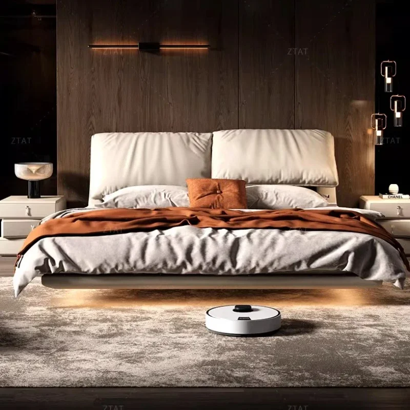 King Size Genuine Leather Bed 2 People 180x200cm Minimalist Luxury Design Double Bed Bedroom Elegant Cama Box Casal Furniture
