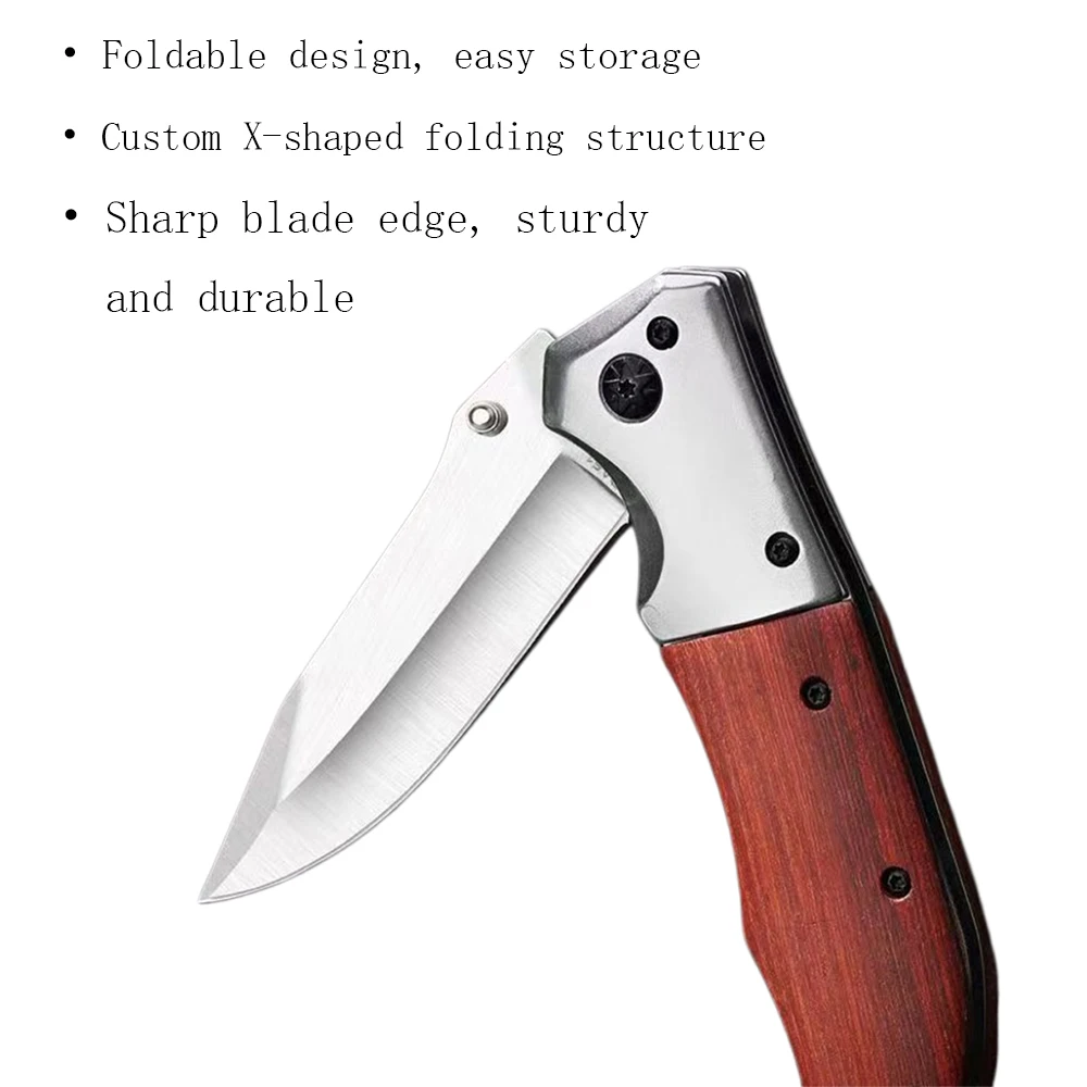 High-hardness Redwood Folding Pocket Knife for Camping, Outdoor Hiking, Sharp Fruit Knife, Multi-functional Home Utility Knife
