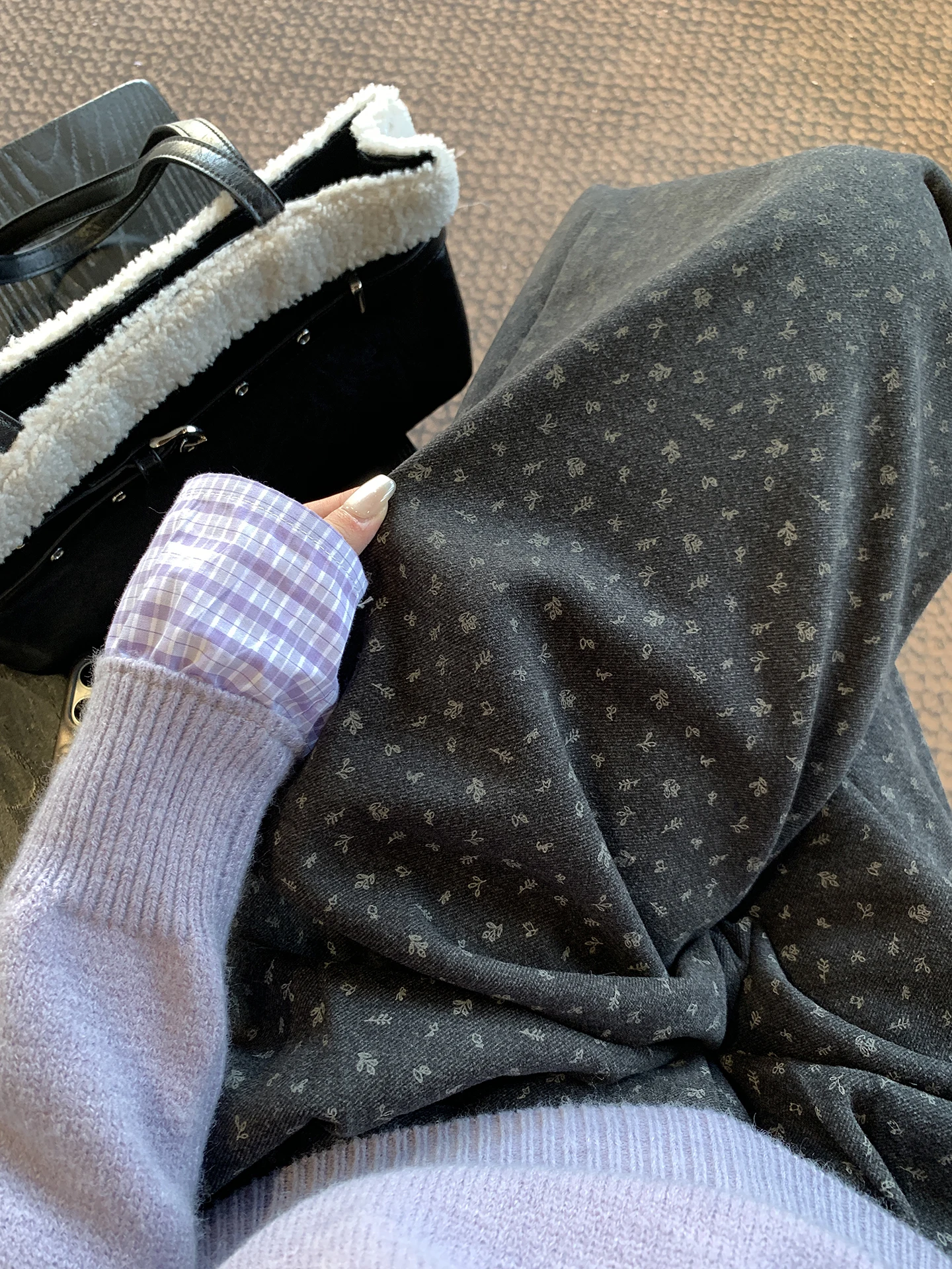 

Женские шерстяные брюки с высокой талией, на флисовой подкладке, широкие, в корейском стиле, с цветочным принтом, плиссированные, в пол, повседневные, прямого кроя