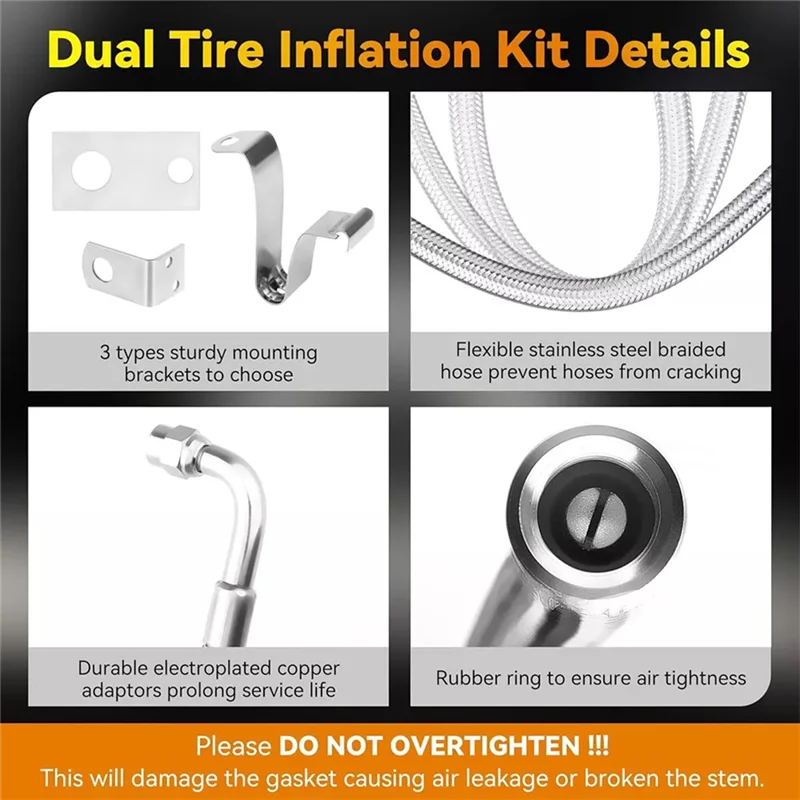 

Dually Valve Stem Extenders Kit For 16 Inch To 19-1/2 Inch Dual Wheel Tire Valve Extension For Most Cars-A54R