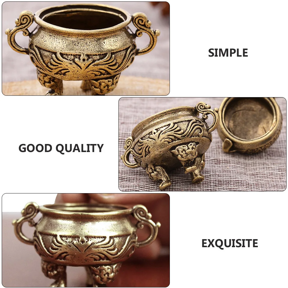 

1pc Vintage Incense Burner Brass Censer Home Decor Desktop Ornament Retro Style Smoke Atmosphere Relaxing Chic